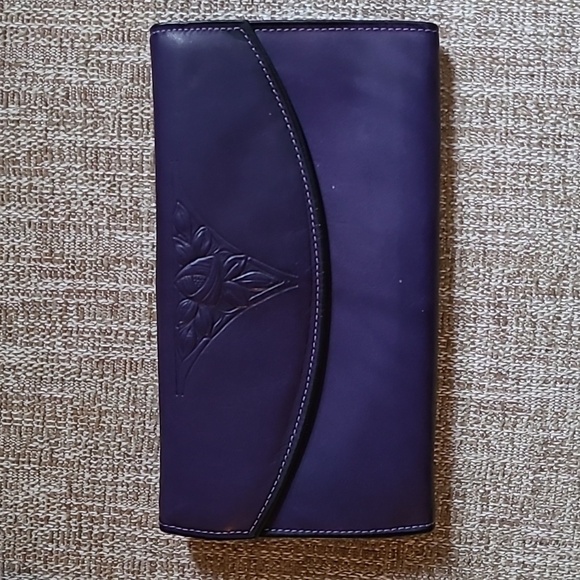 Rolfs American Classic Vintage Purple Cowhide Leather Checkbook Wallet - Picture 2 of 13